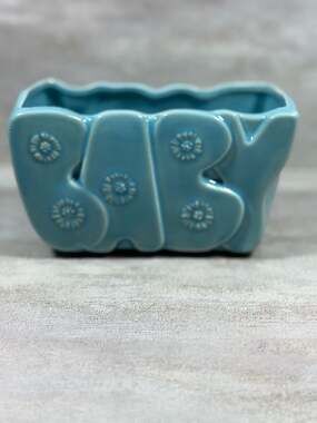 Vintage Floraline USA 590 Baby Planter Blue Ceramic